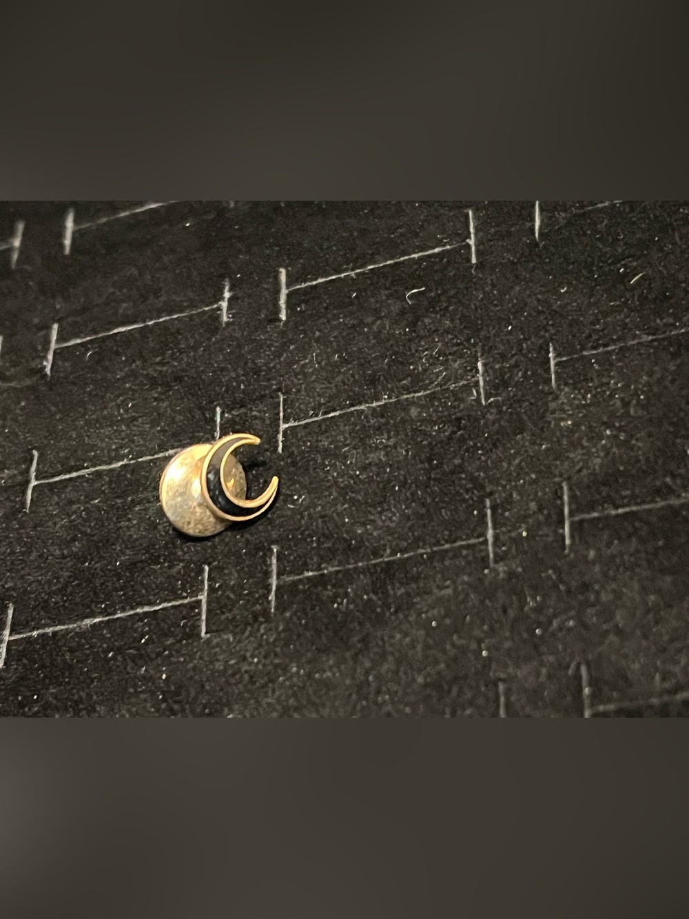 Vintage 10k Gold Filled Crescent Moon and Black Enamel pin